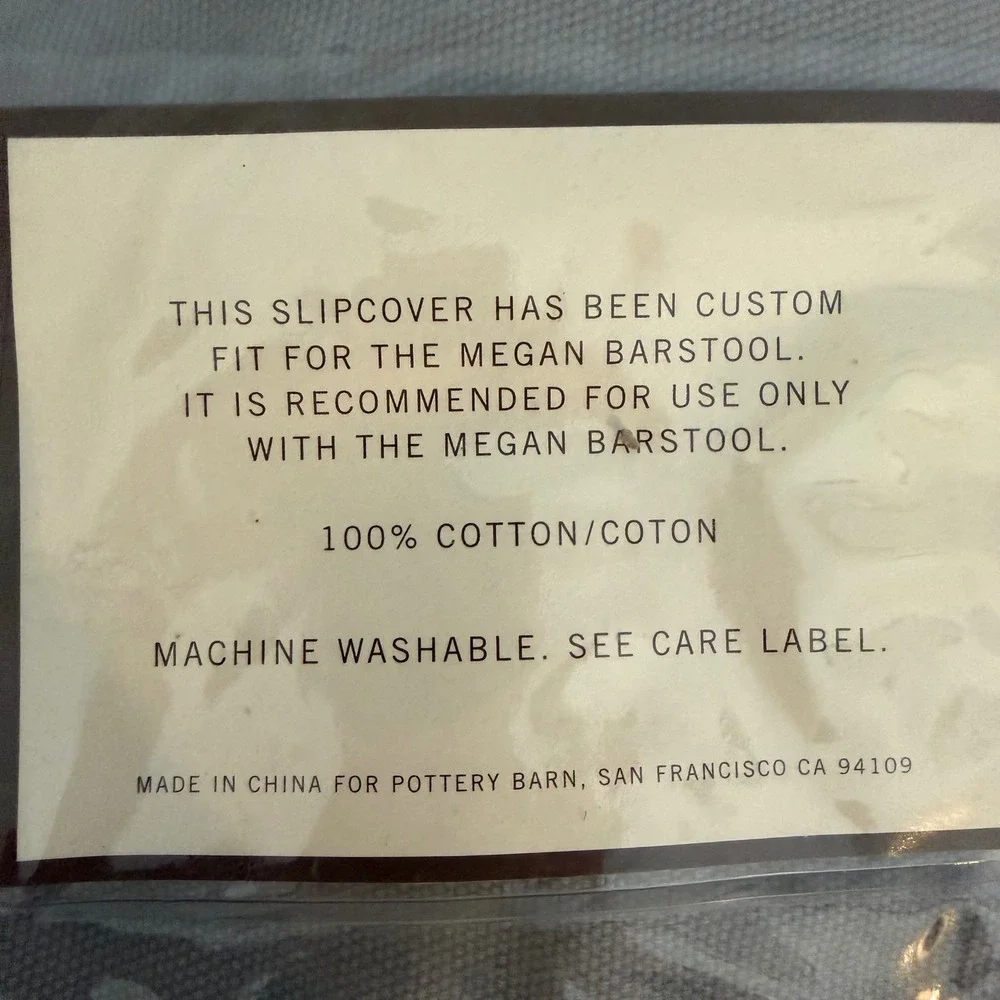 Pottery Barn Megan Barstool Slipcover Slate Blue 100% Cotton New open package